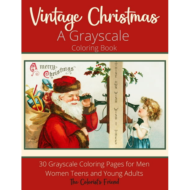 Faces of Christmas Grayscale Art Coloring Book
